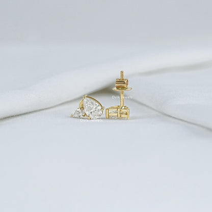 Pear Cut Lab Diamond Duo Cluster Stud Earrings Earrings