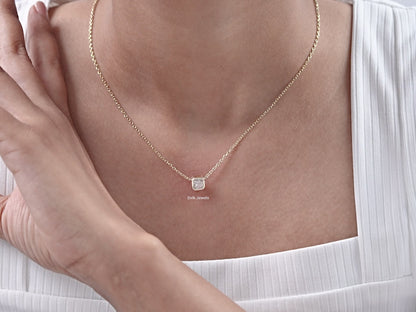 Asscher Cut Lab Grown Bezel Set Pendant