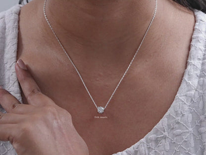 Old European Round Cut Lab Diamond Solitaire Pendant