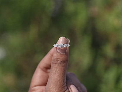 Round And Cushion Diamond Five Stone Ring