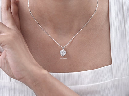 Heart Shape Lab Diamond Halo Pendant