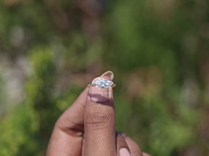 East-West Marquise Lab Diamond Half Bezel Ring