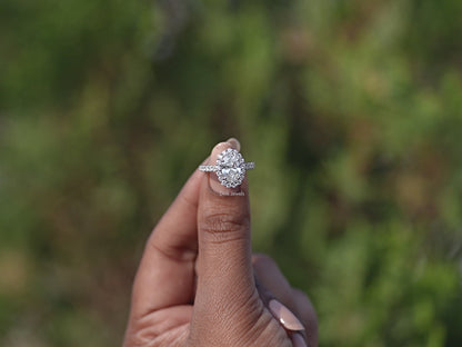 Oval Lab Diamond Halo With Accent Engagement Ring