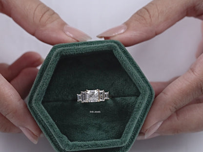 Asscher And Baguette Lab Grown Diamond Five Stone Ring