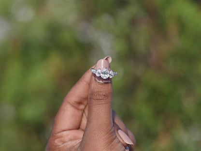 Five Stone Pear And Baguette Diamond Ring