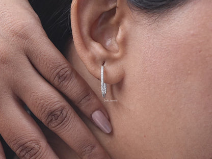 Dainty Round Diamond In-Out Hoop Earrings