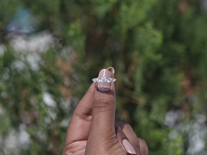 Round Diamond Pear Accent Five Stone Ring