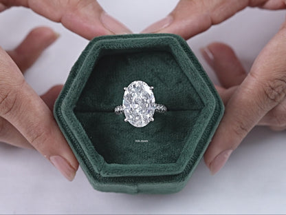 10 CT Oval Cut Lab Diamond Three Row Engagement Ring