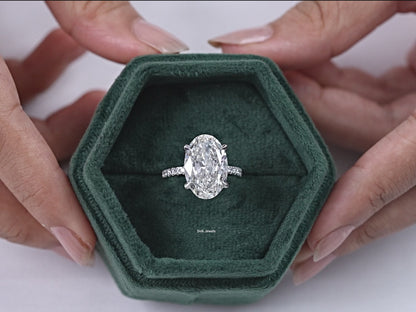 7 CT Oval Cut Lab Diamond Accent Set Ring