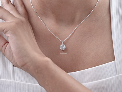 1.00 Carat Old European Round Cut Halo Pendant