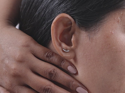 Round Cut Lab Diamond Curved Bar Earrings