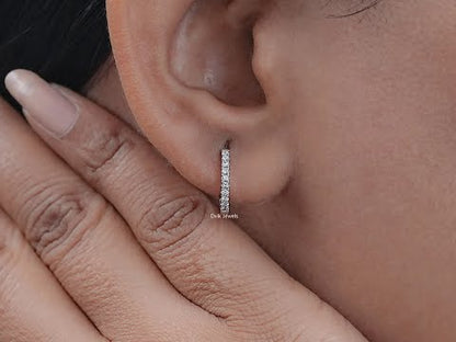 Dainty Round Diamond Inside Out Huggie Hoop Earrings