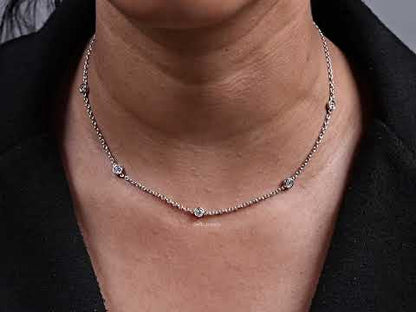 Round Bezel Diamond Chain Necklace