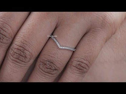 Round Diamond Chevron Wedding Band