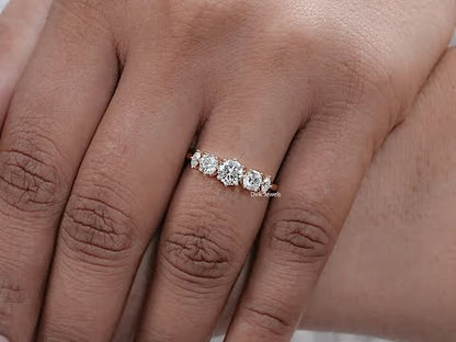 Five Stone Round And Marquise Diamond Ring