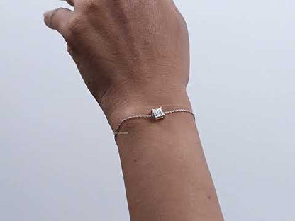 Princess Cut Lab Grown Diamond Solitaire Bracelet