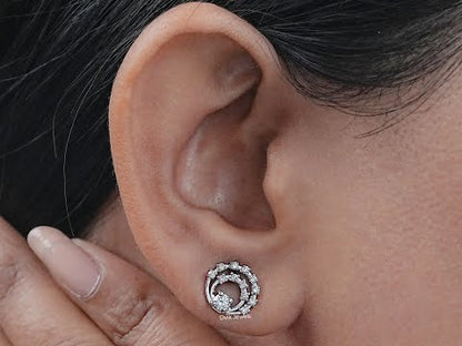 Open Circle Round Diamond Dainty Earrings