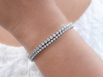 Lab Grown Round Cut Diamond Tennis Bracelet
