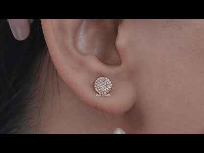 Round Cut Lab Diamond Pave Set Stud Earrings