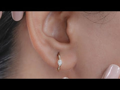 Marquise Cut Lab Diamond Solitaire Huggie Hoop Earrings
