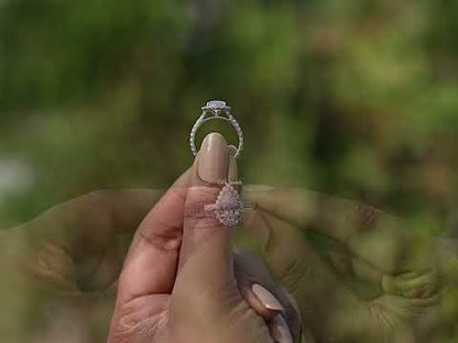 Pear Cut Lab Diamond Halo Engagement Ring