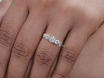 Round And Cushion Diamond Five Stone Ring