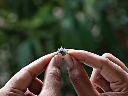 Pear And Round Diamond Curved Dainty Ring