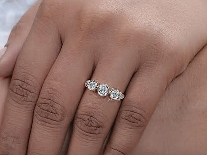 Bezel Set Round Cut Lab Diamond Five Stone Ring