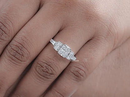 Radiant And Tapered Baguette Lab Diamond Five Stone Ring