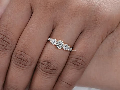 Round And Baguette Diamond Five Stone Accent Ring