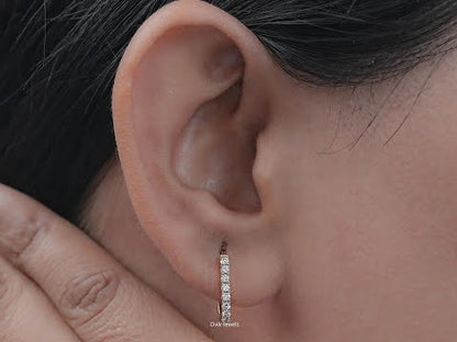 U Shape Round Diamond Hoop Earrings