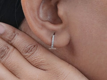 Dainty Round Cut Diamond Inside Out Huggie Earrings
