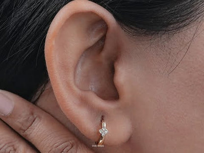 Round Diamond Clover Shape Huggie Hoop