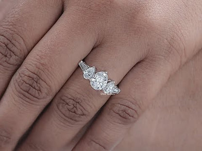 Pear And Baguette Diamond Five Stone Ring