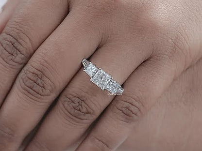 Five Stone Princess And Baguette Diamond Ring
