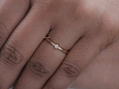 Round Cut Lab Diamond Bezel Set Ring