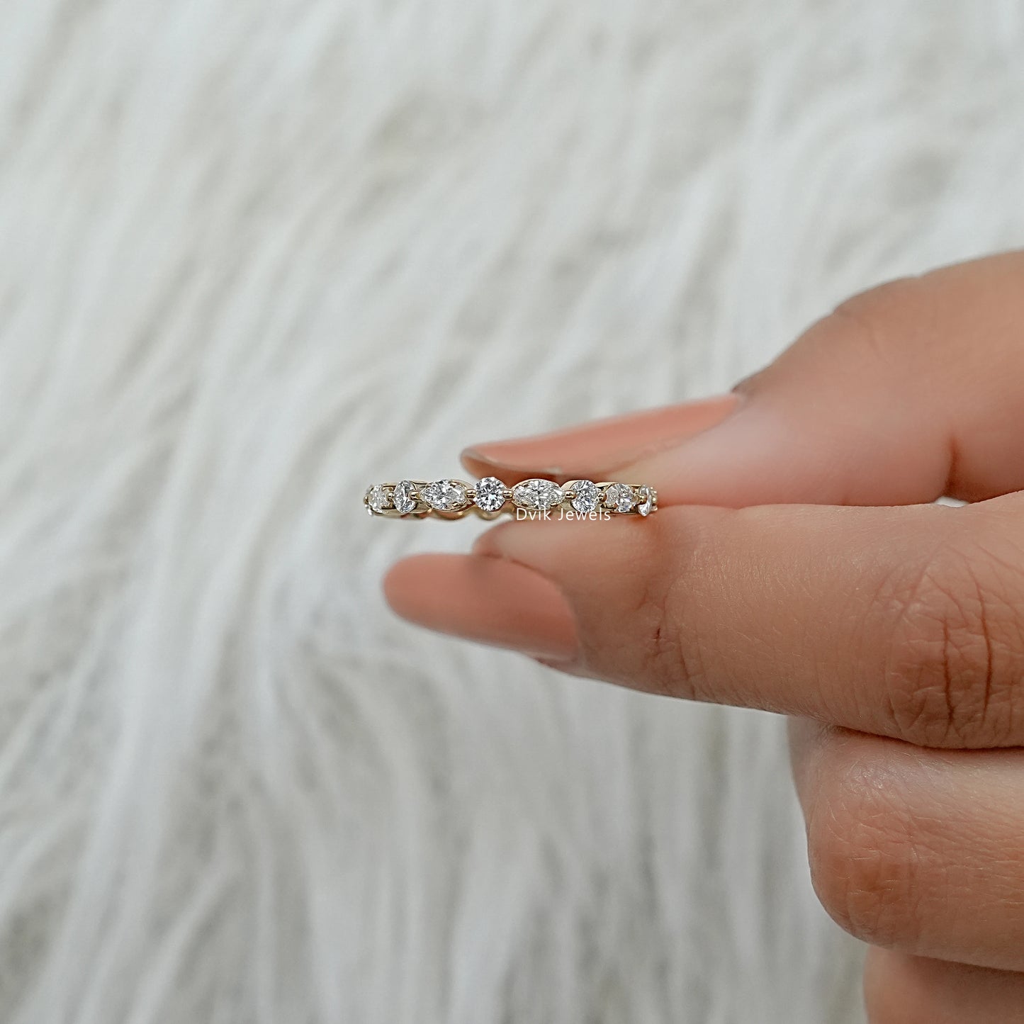 Marquise & Round Cut Lab Diamond Eternity Band Ring