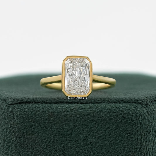 Radiant Lab Diamond Bezel Set Engagement Ring Ring