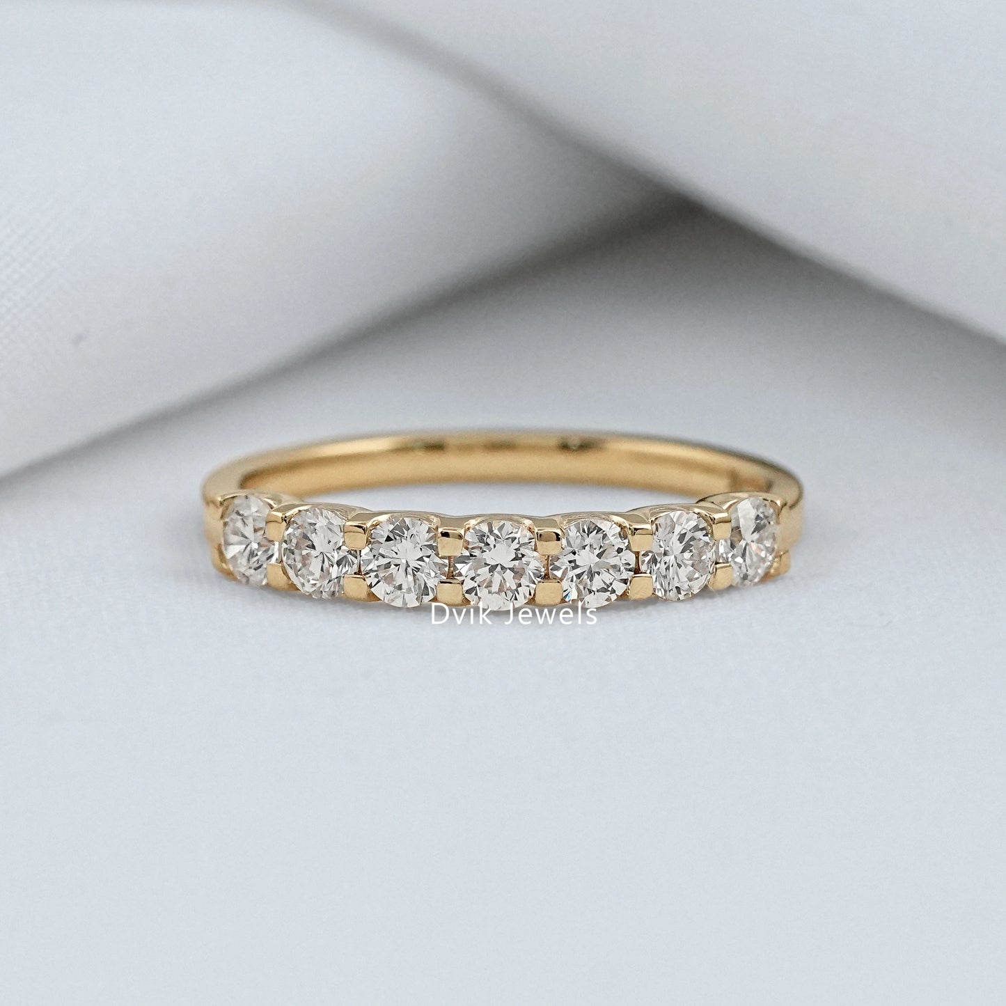 Round Cut Lab Diamond 7 Stone Half Eternity Ring Ring