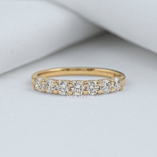 Round Cut Lab Diamond 7 Stone Half Eternity Ring Ring