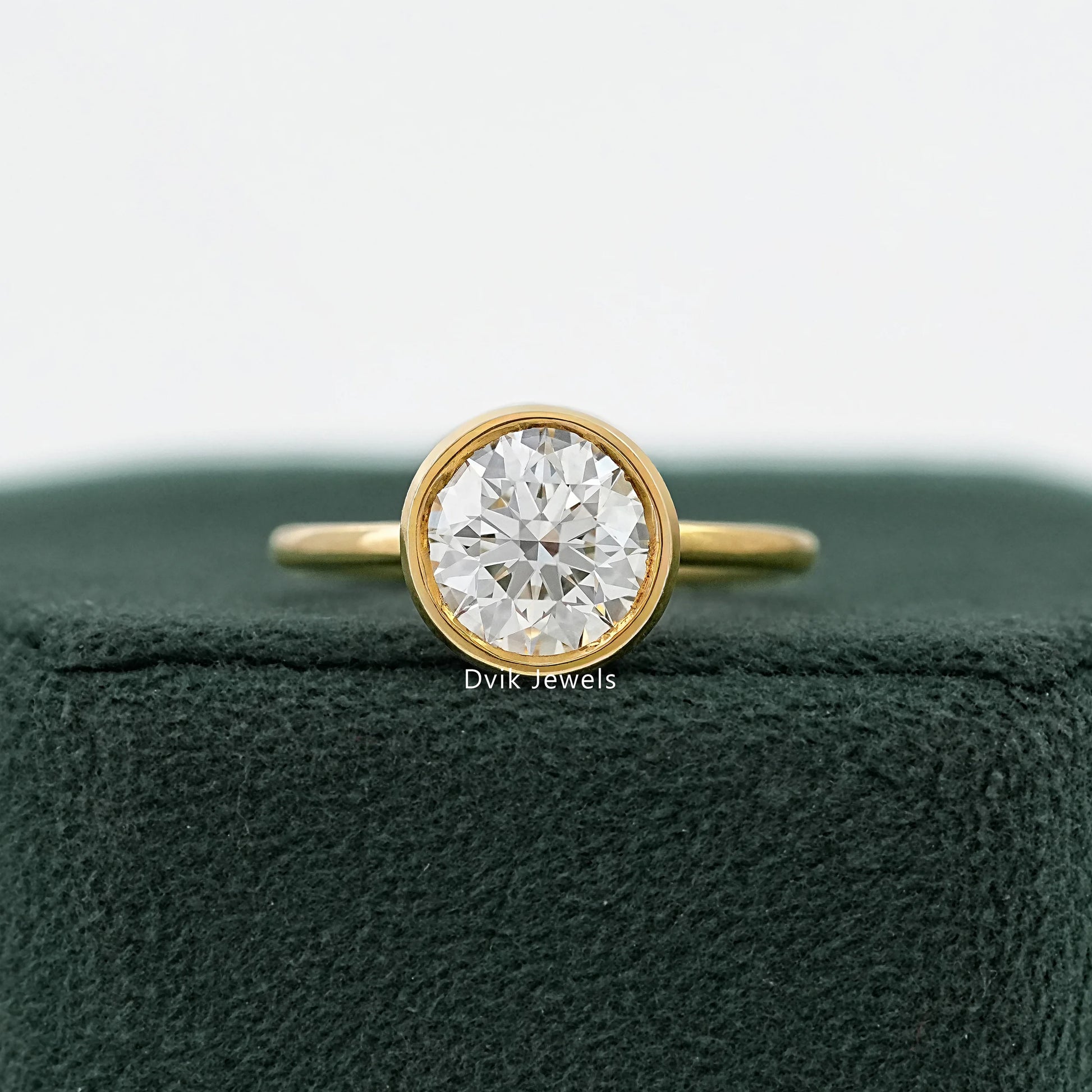 Round Lab Diamond Bezel Set Engagement Ring Ring