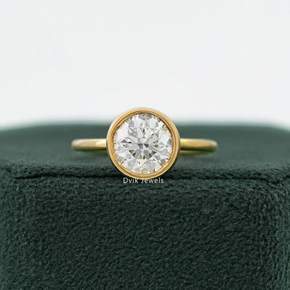 Round Lab Diamond Bezel Set Engagement Ring Ring