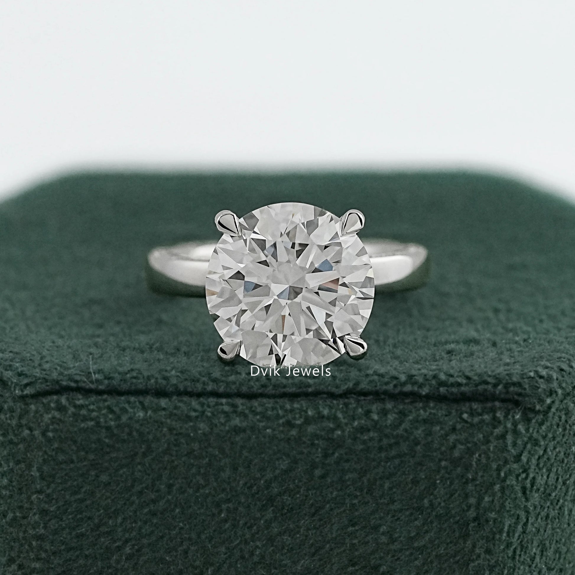 Round Cut Lab Diamond Hidden Halo Pave Solitaire Ring Ring
