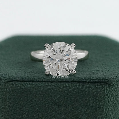 Round Cut Lab Diamond Hidden Halo Pave Solitaire Ring Ring