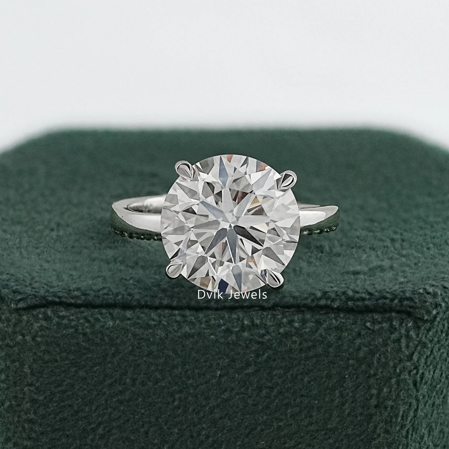 Round Cut Lab Diamond Solitaire Pave Engagement Ring Ring