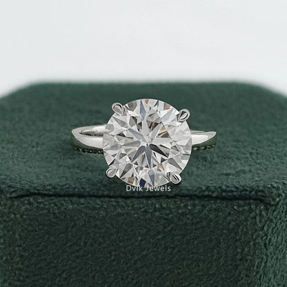 Round Cut Lab Diamond Solitaire Pave Engagement Ring Ring