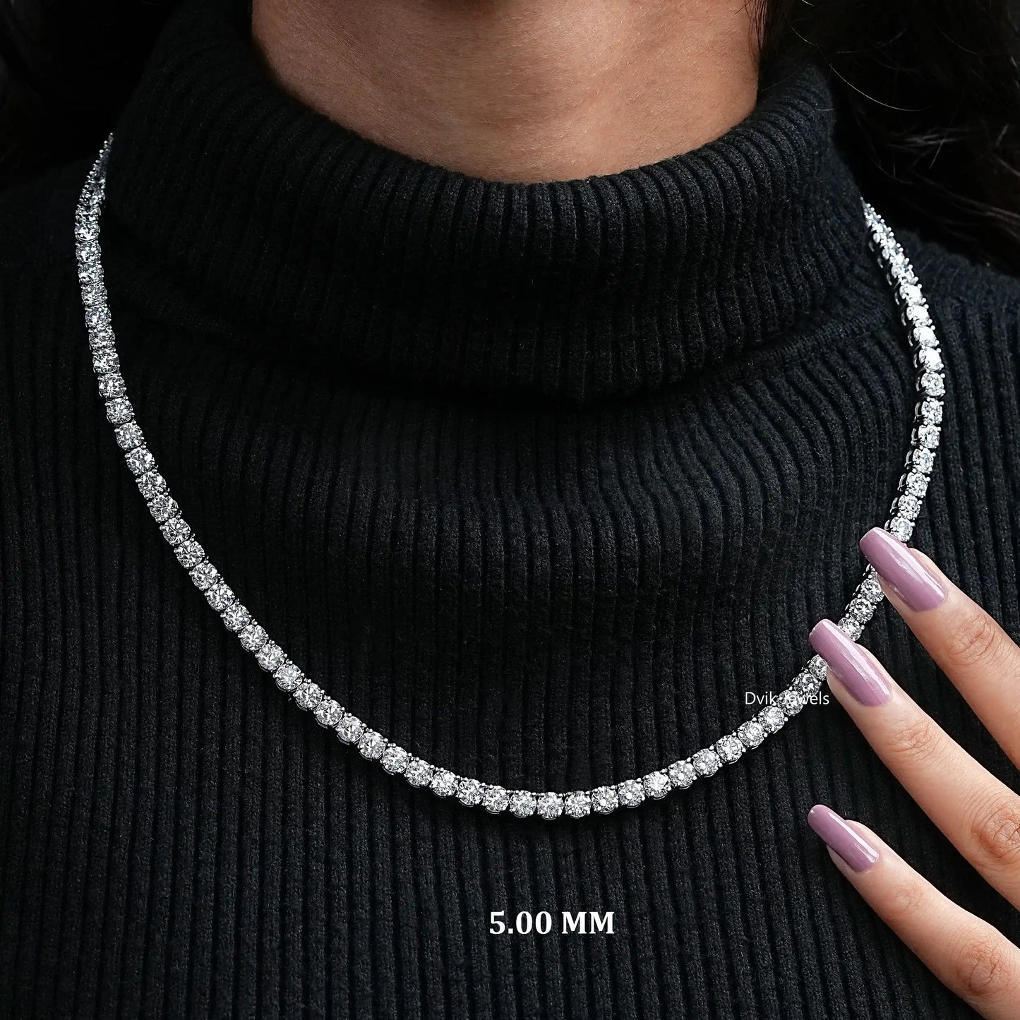 Round Cut Lab Grown Diamond Tennis Necklace Necklace