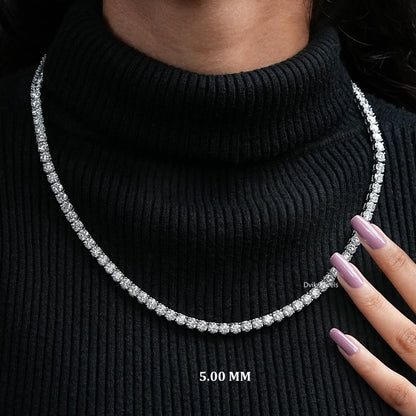 Round Cut Lab Grown Diamond Tennis Necklace Necklace