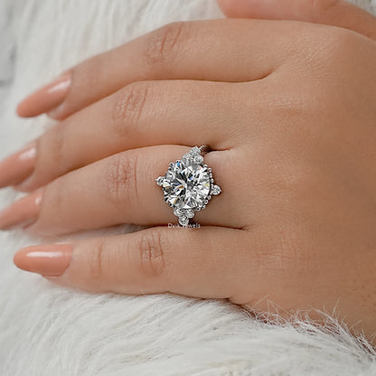 Round Cut Lab Diamond Accent Cluster Ring Ring