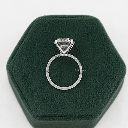 Round Cut Lab Diamond Solitaire Pave Engagement Ring Ring